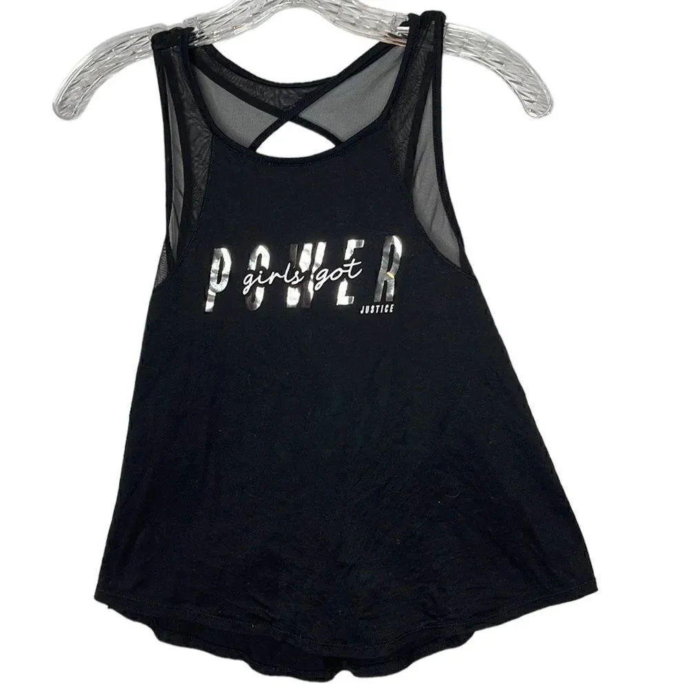 Justice Black Mesh Tank Top. Size 14/16.